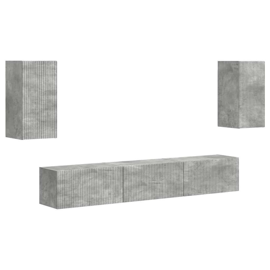 TV-Schrankset Wandmontiert 5 pcs Beton Grau Holzwerkstoff