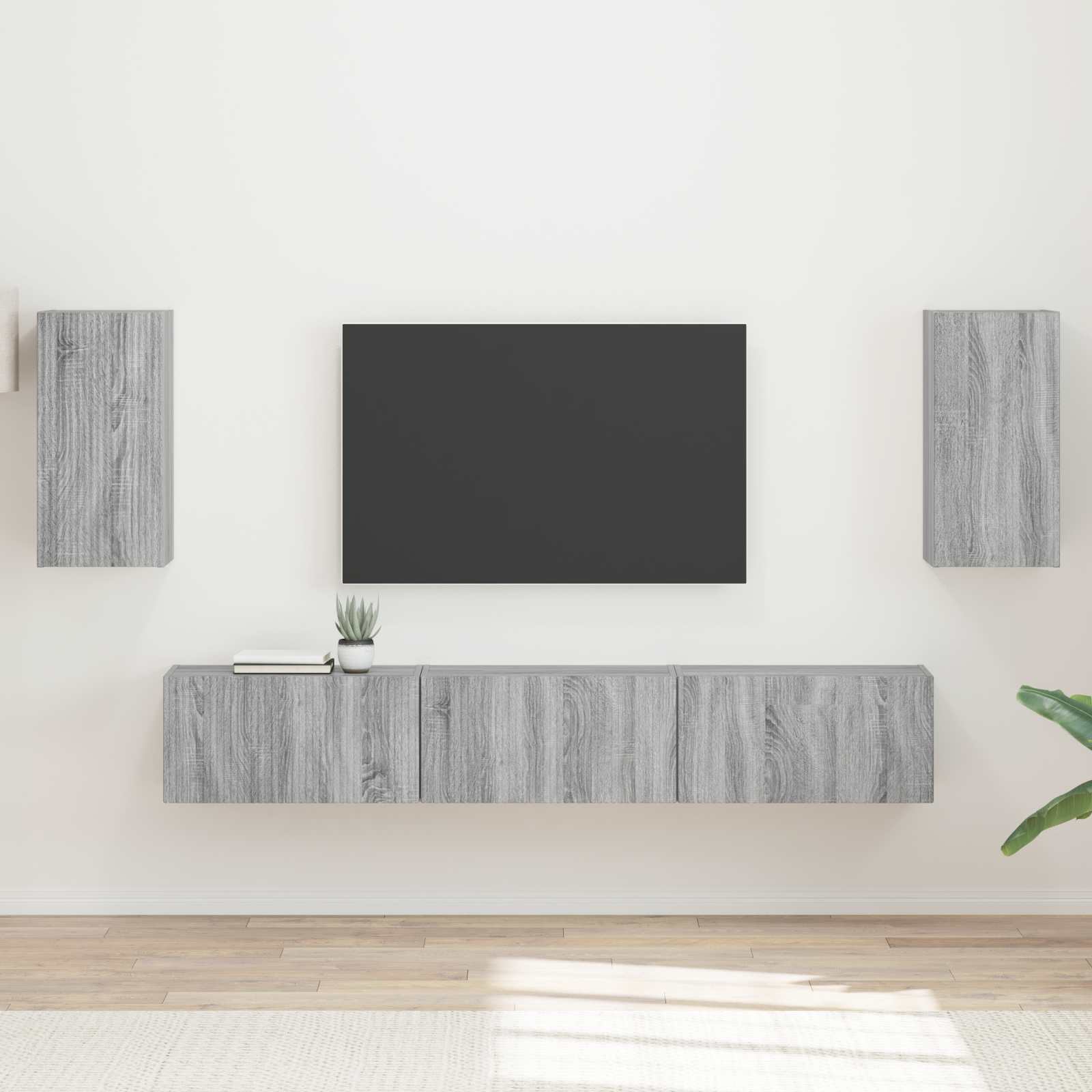 TV-Schrankset Wandmontiert 5 pcs Graues Sonoma Holzwerkstoff