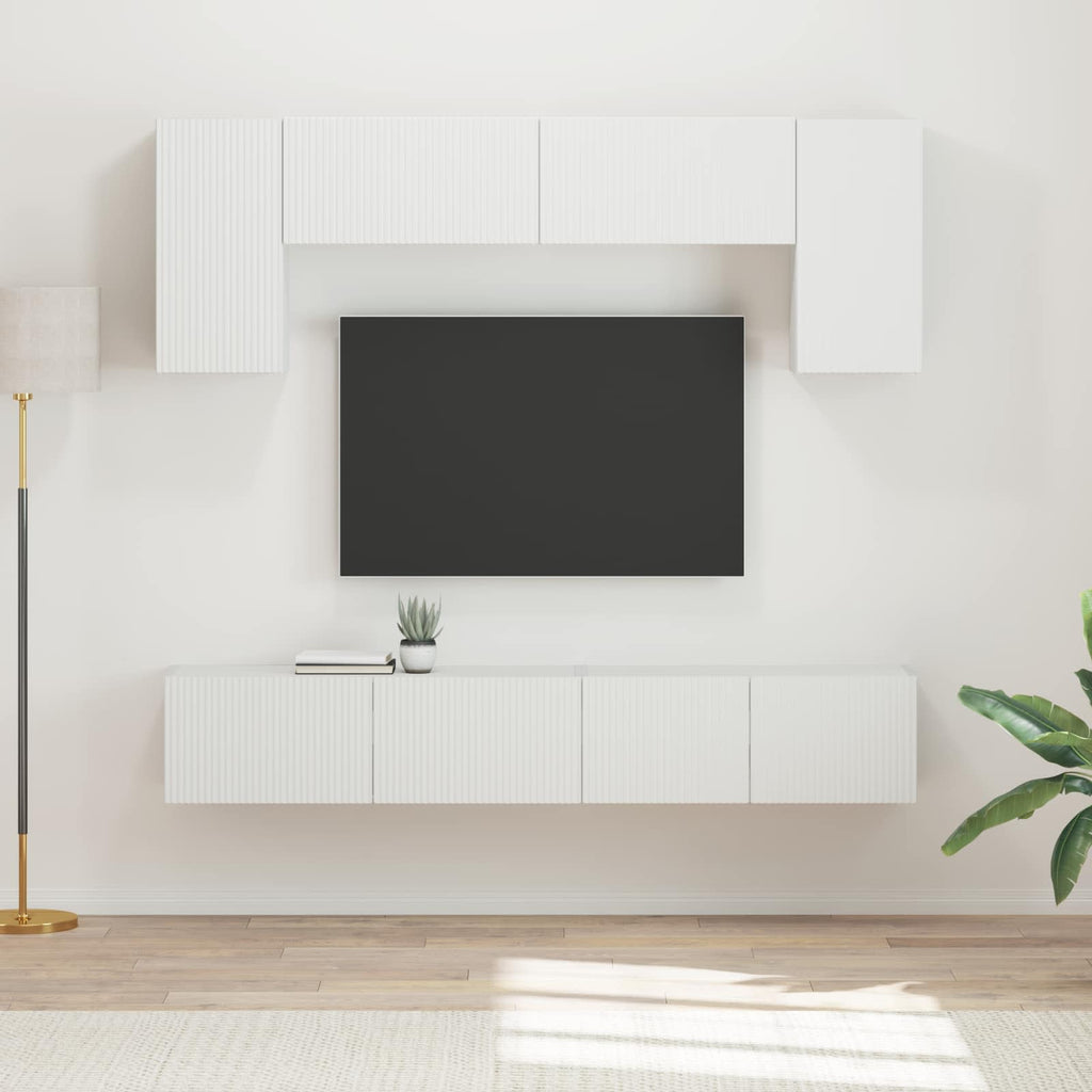 TV-Schrankset Wandmontiert 4 pcs Weiß Holzwerkstoff