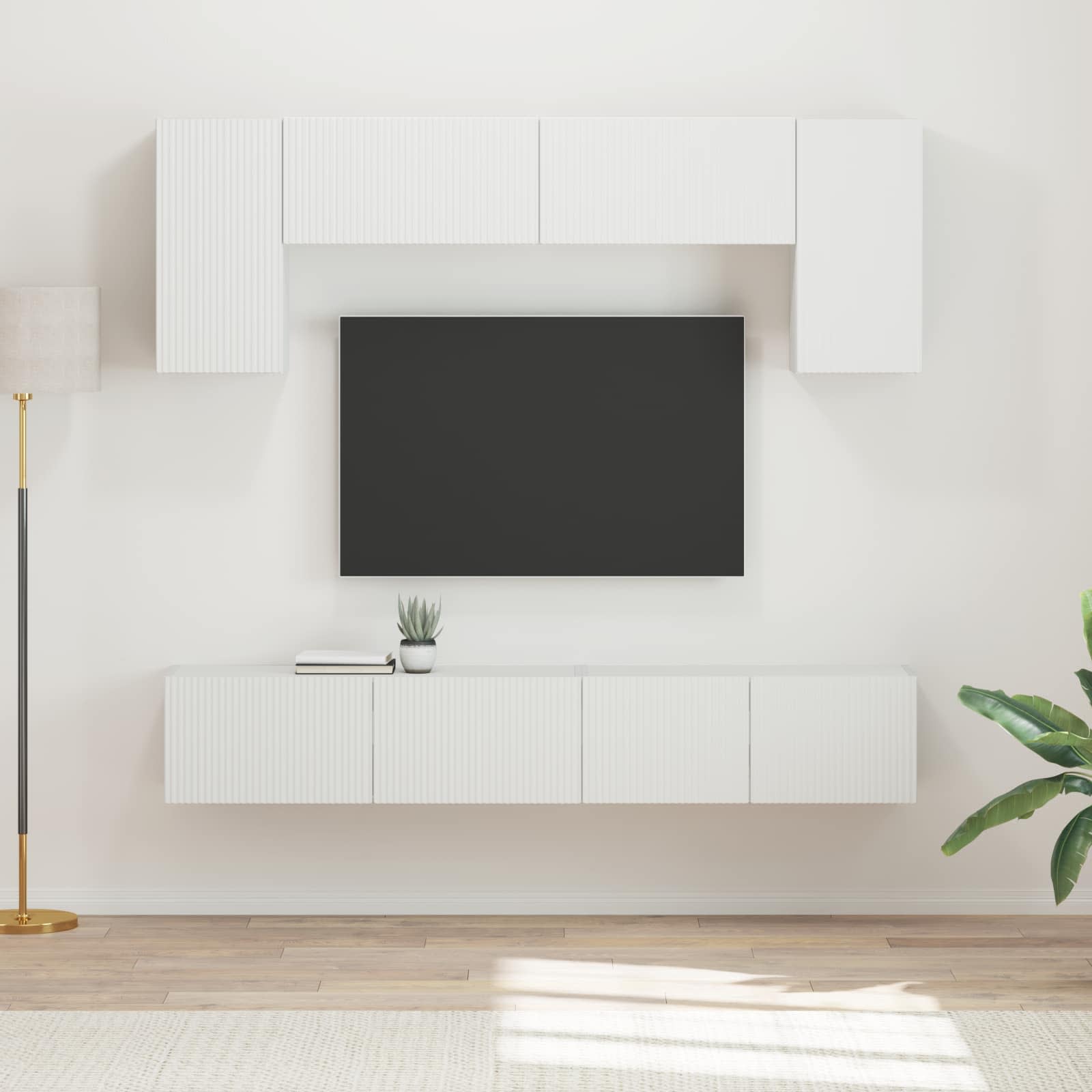 TV-Schrankset Wandmontiert 4 pcs Weiß Holzwerkstoff