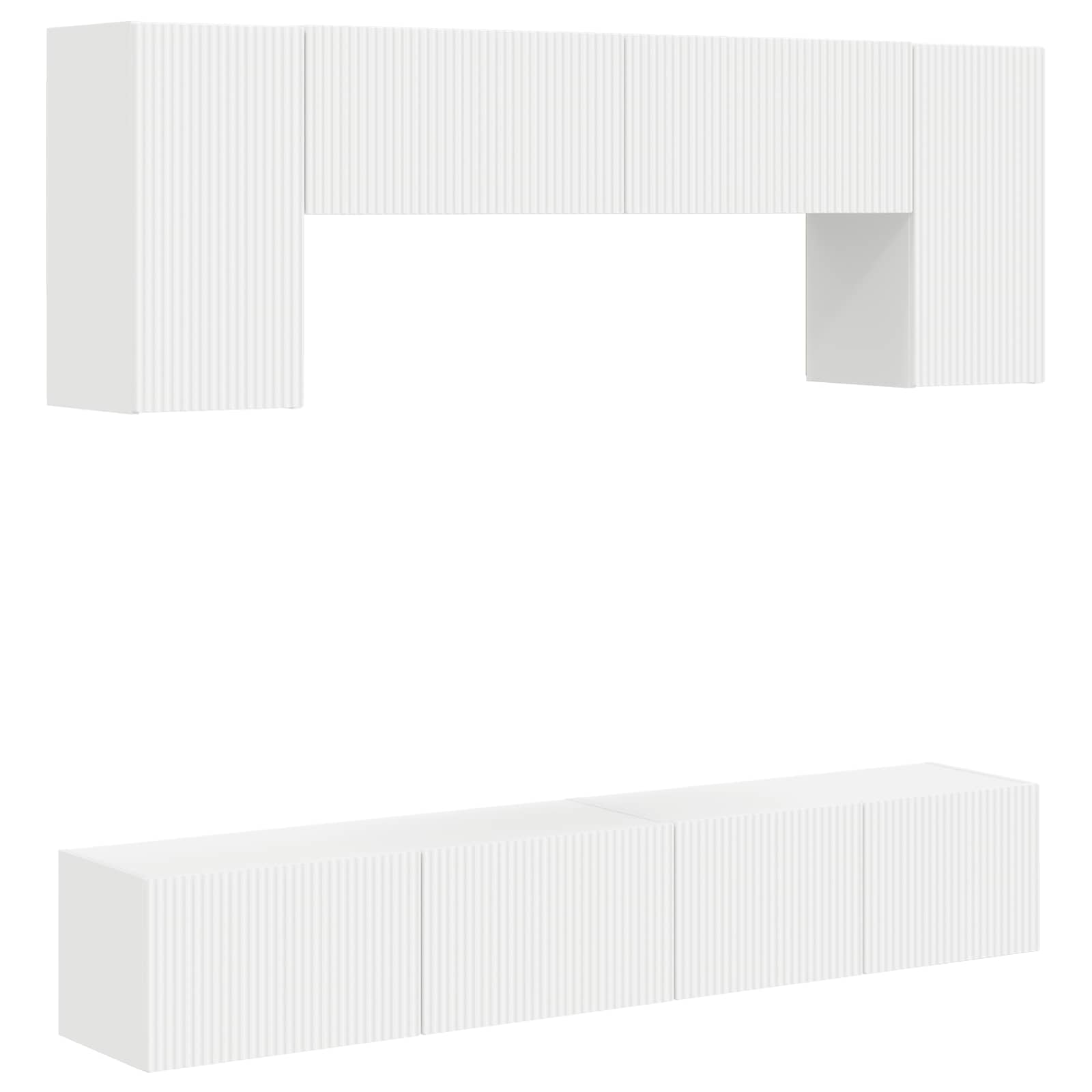 TV-Schrankset Wandmontiert 4 pcs Weiß Holzwerkstoff