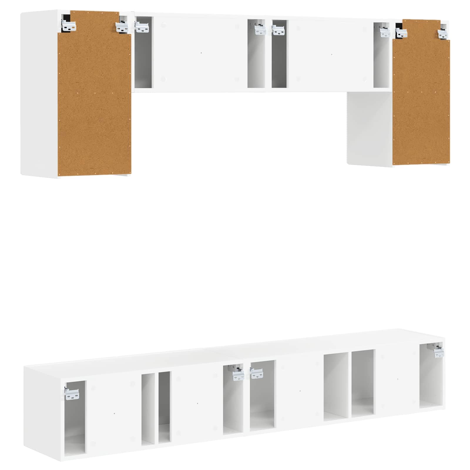 TV-Schrankset Wandmontiert 4 pcs Weiß Holzwerkstoff