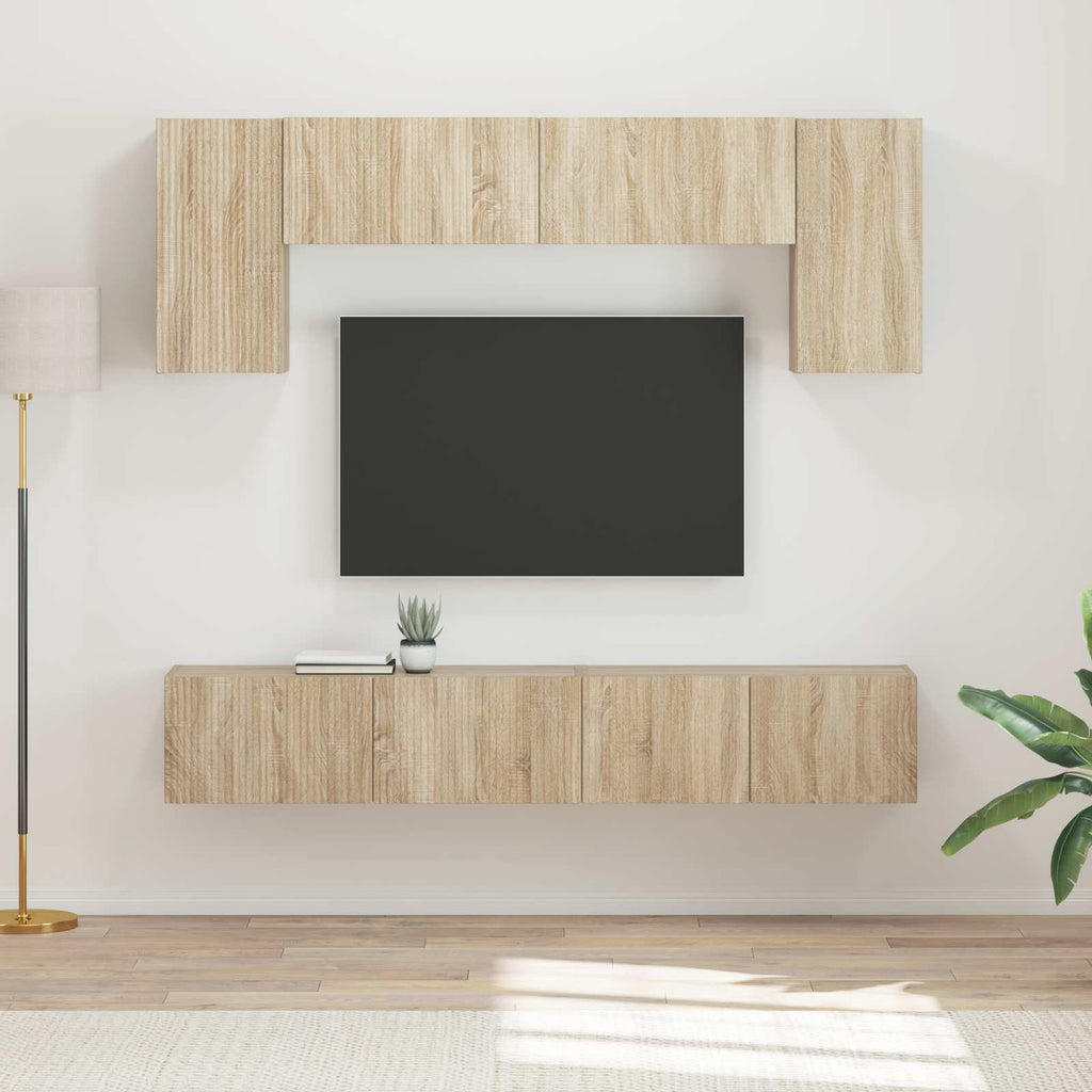 TV-Schrankset Wandmontiert 4 pcs Sonoma-Eiche Holzwerkstoff