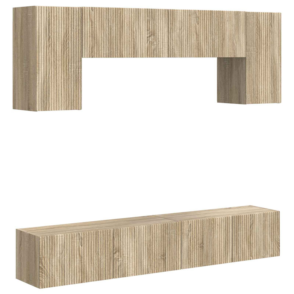 TV-Schrankset Wandmontiert 4 pcs Sonoma-Eiche Holzwerkstoff