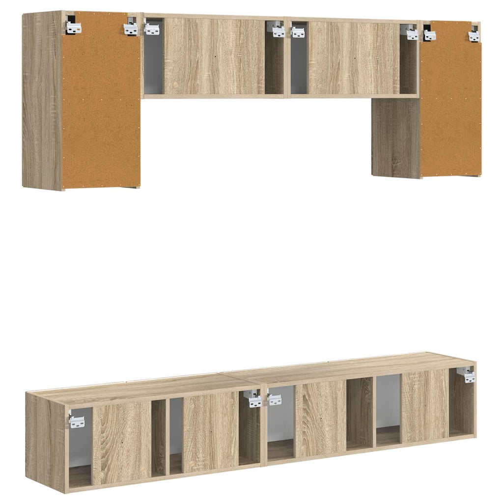 TV-Schrankset Wandmontiert 4 pcs Sonoma-Eiche Holzwerkstoff