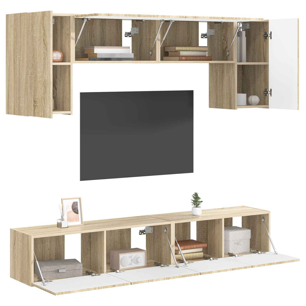 TV-Schrankset Wandmontiert 4 pcs Sonoma-Eiche Holzwerkstoff