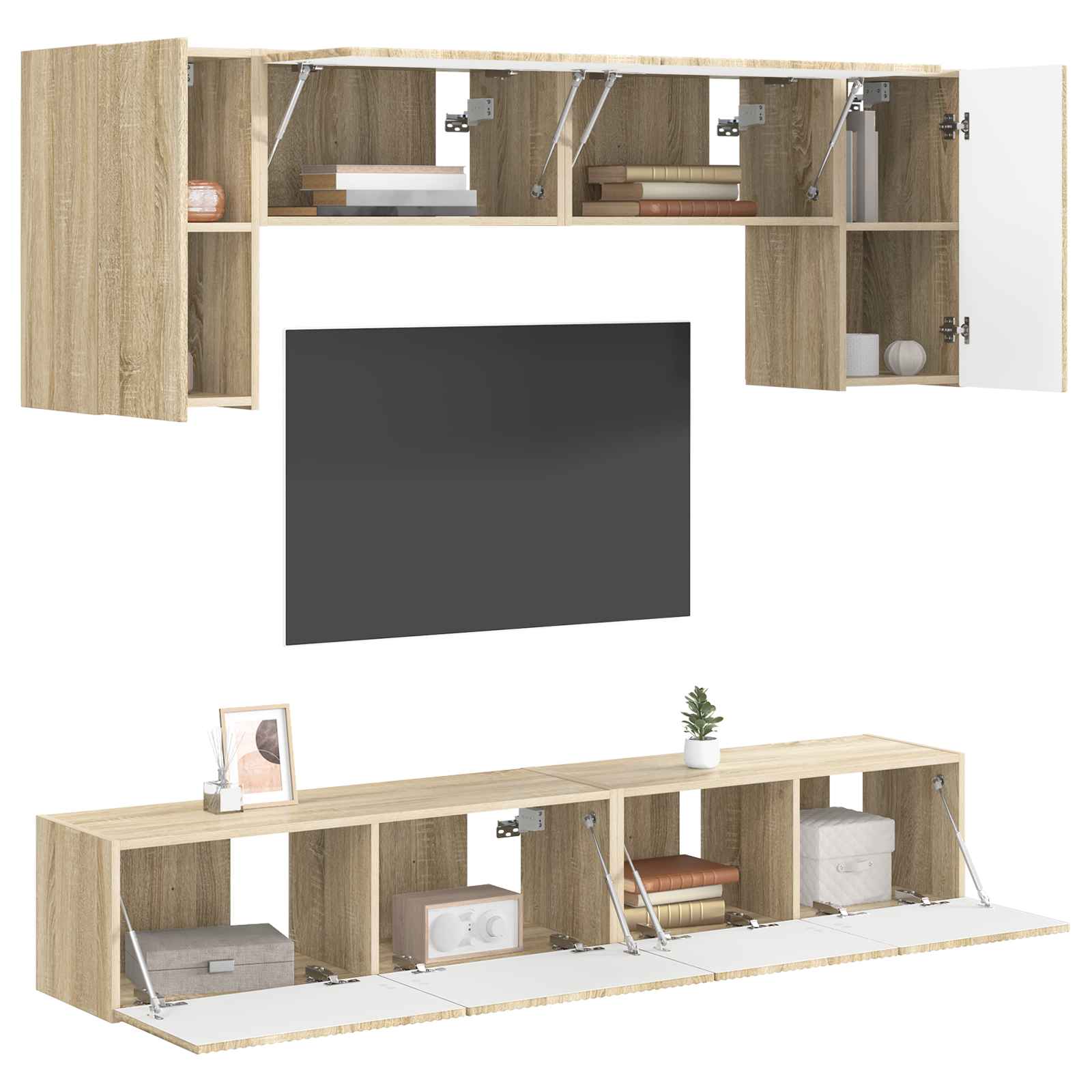 TV-Schrankset Wandmontiert 4 pcs Sonoma-Eiche Holzwerkstoff