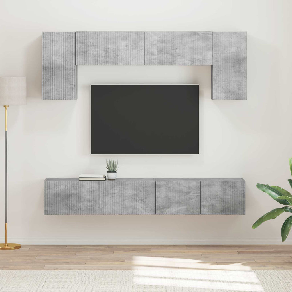 TV-Schrankset Wandmontiert 4 pcs Beton Grau Holzwerkstoff