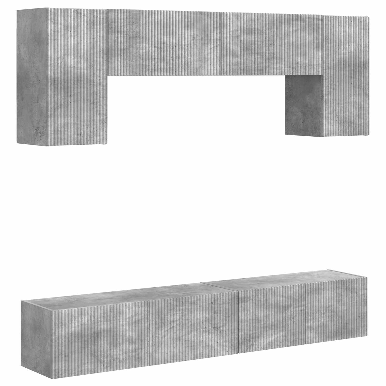 TV-Schrankset Wandmontiert 4 pcs Beton Grau Holzwerkstoff