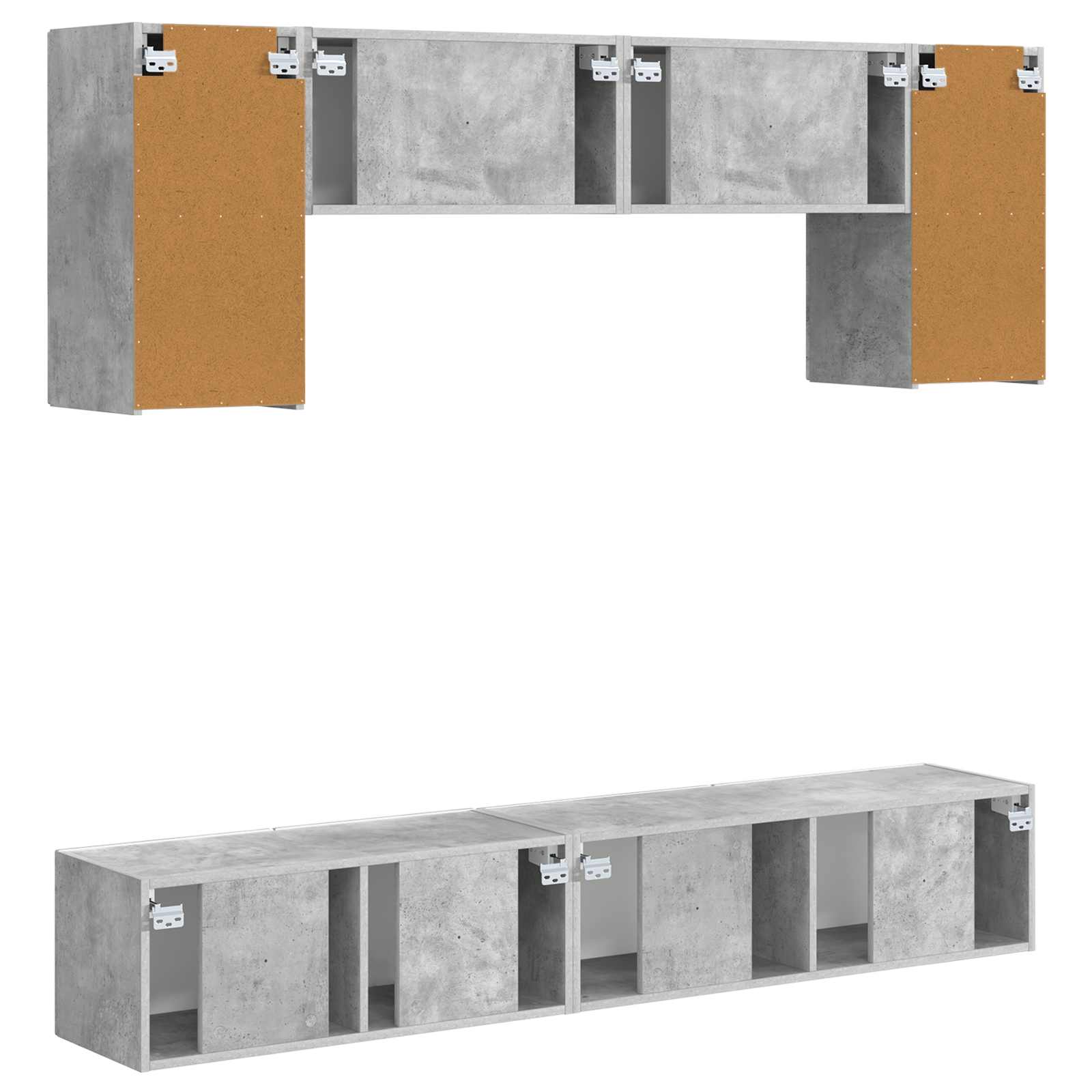 TV-Schrankset Wandmontiert 4 pcs Beton Grau Holzwerkstoff