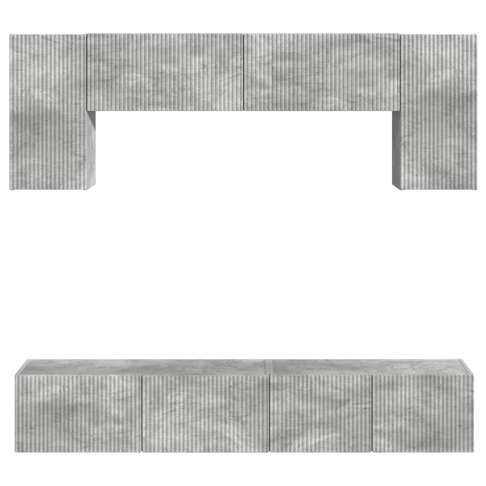 TV-Schrankset Wandmontiert 4 pcs Beton Grau Holzwerkstoff