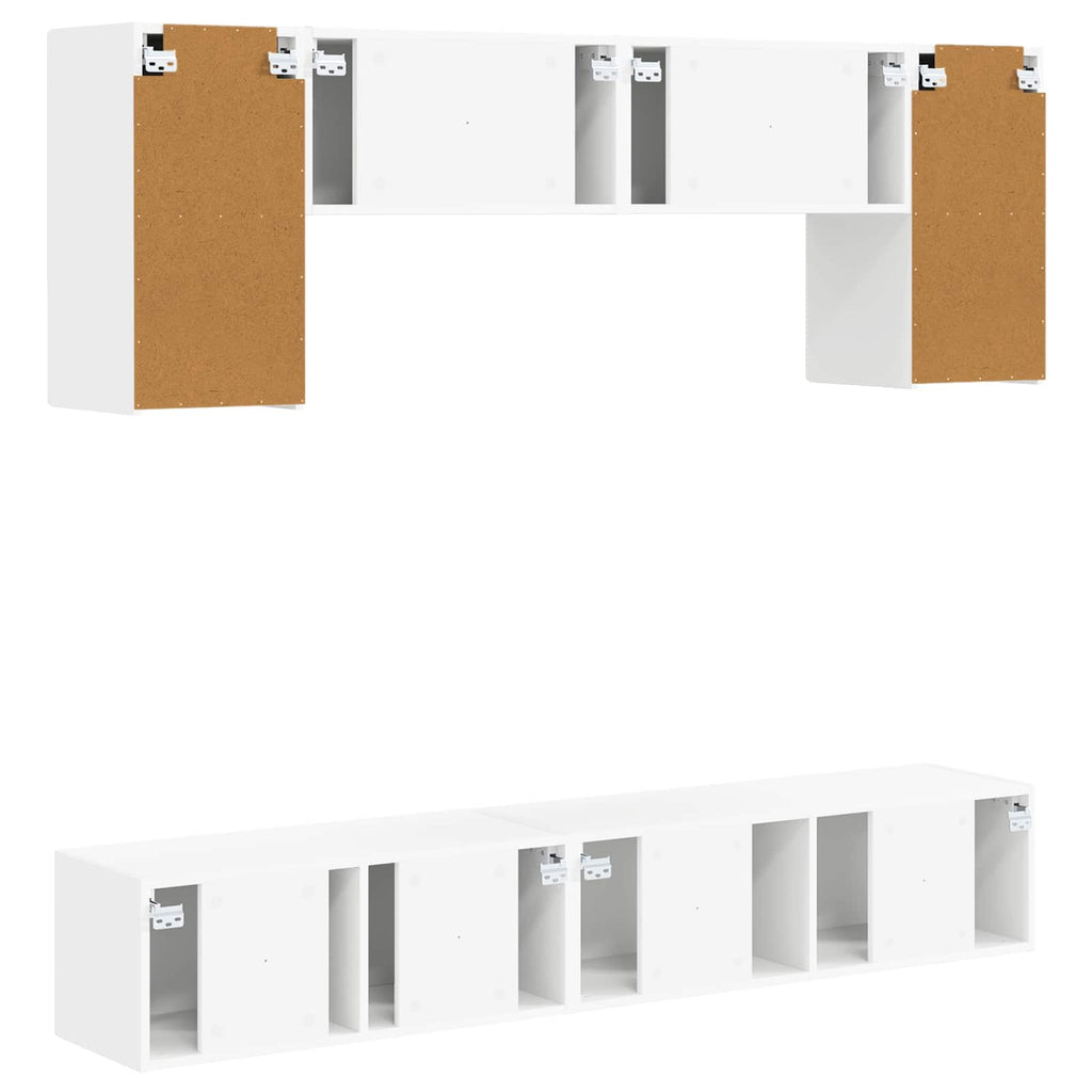 TV-Schrankset Wandmontiert 4 pcs Hochglanz Weiß Holzwerkstoff