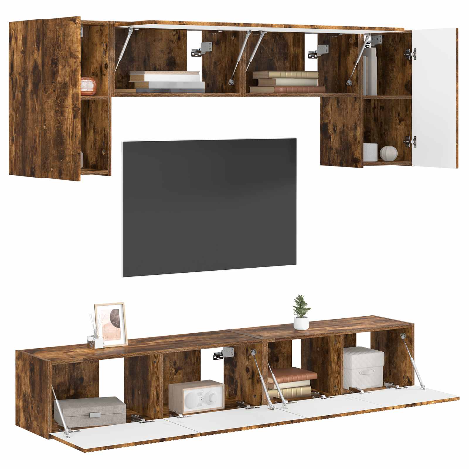 TV-Schrankset 4 pcs Geräucherte Eiche Holzwerkstoff