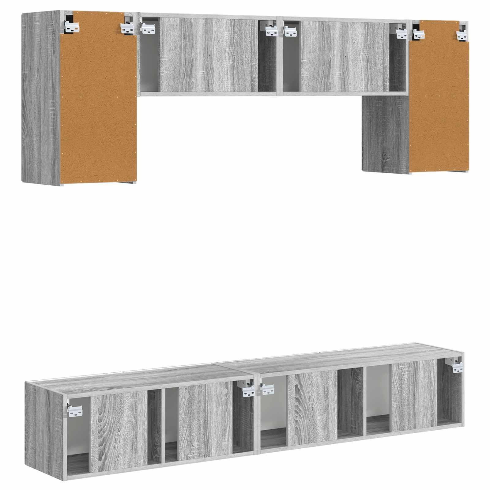 TV-Schrankset Wandmontiert 4 pcs Graues Sonoma Holzwerkstoff