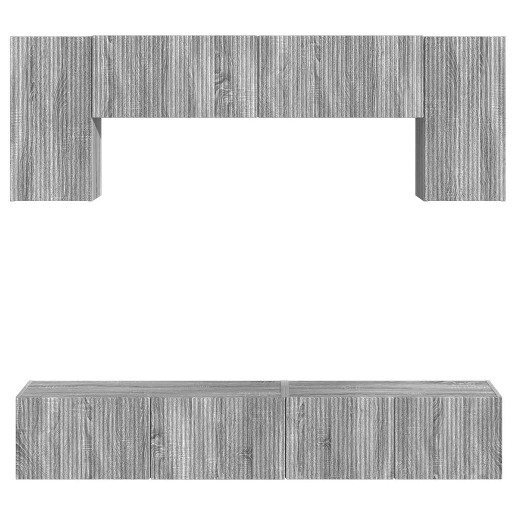 TV-Schrankset Wandmontiert 4 pcs Graues Sonoma Holzwerkstoff