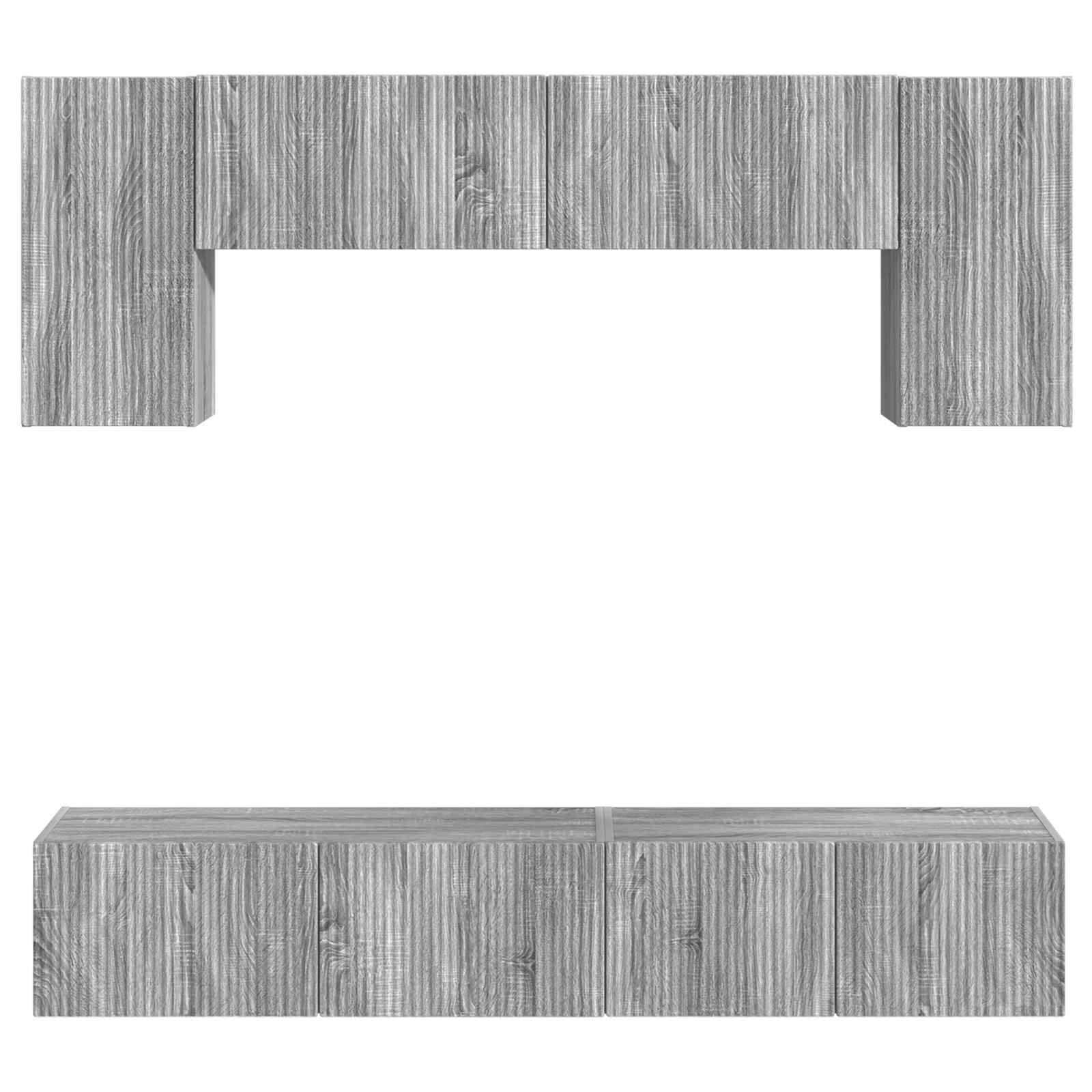 TV-Schrankset Wandmontiert 4 pcs Graues Sonoma Holzwerkstoff