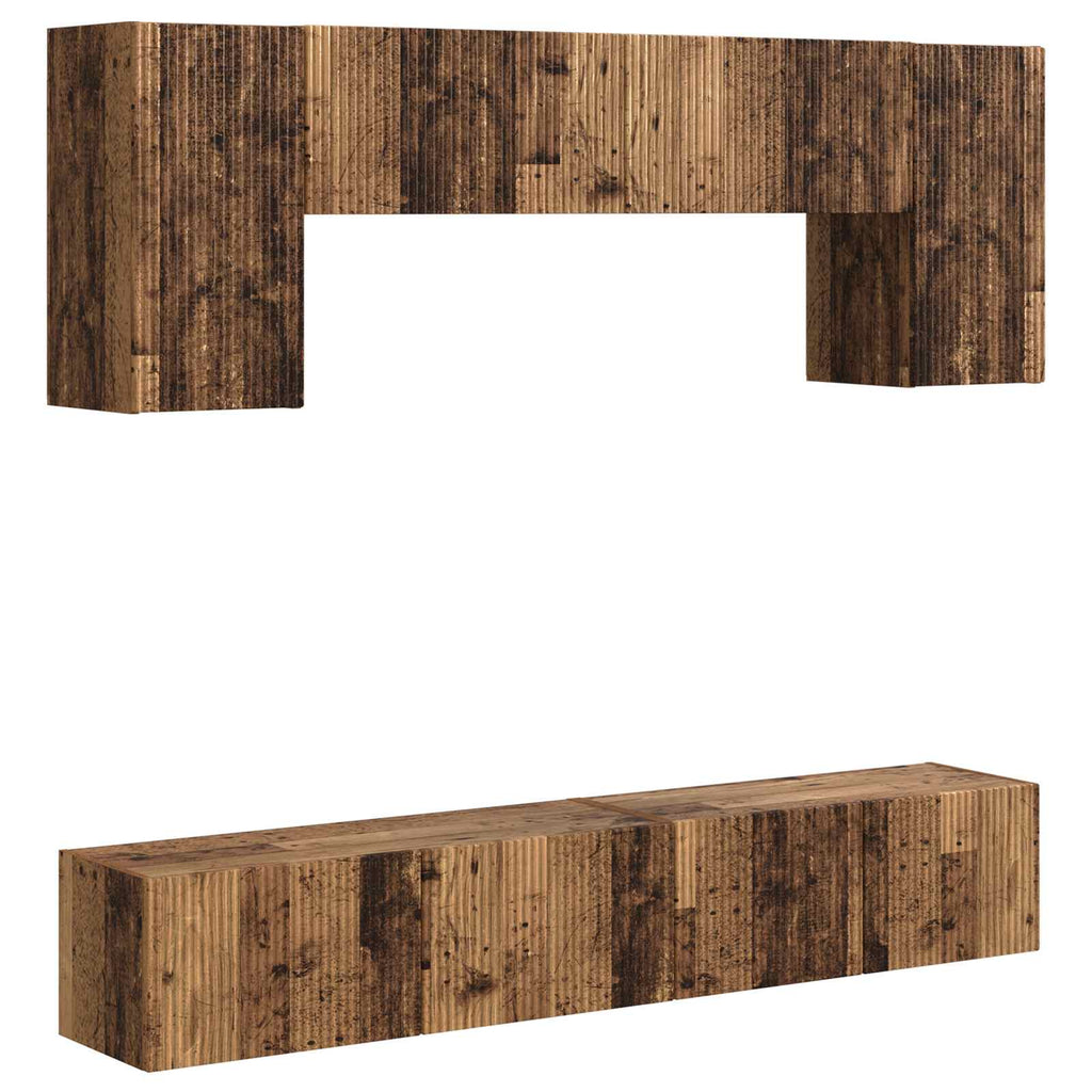 TV-Schrankset Wandmontiert 4 pcs Altholz Holzwerkstoff