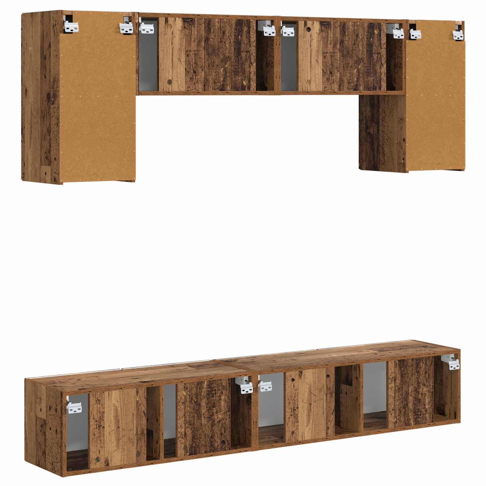 TV-Schrankset Wandmontiert 4 pcs Altholz Holzwerkstoff