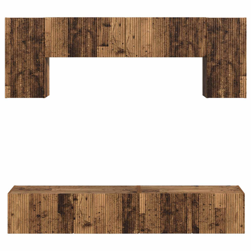 TV-Schrankset Wandmontiert 4 pcs Altholz Holzwerkstoff