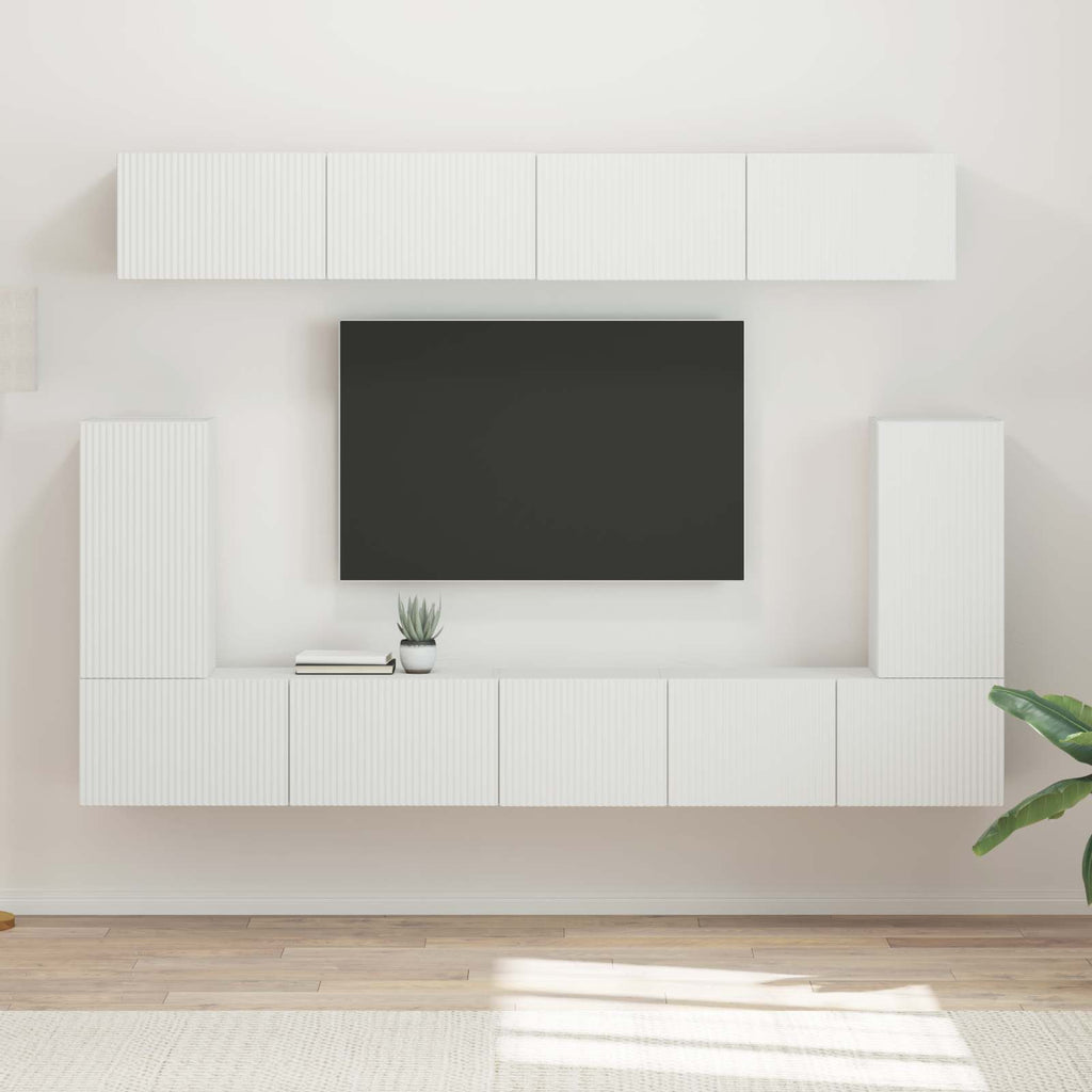 TV-Schrankset Wandmontiert 5 pcs Weiß Holzwerkstoff