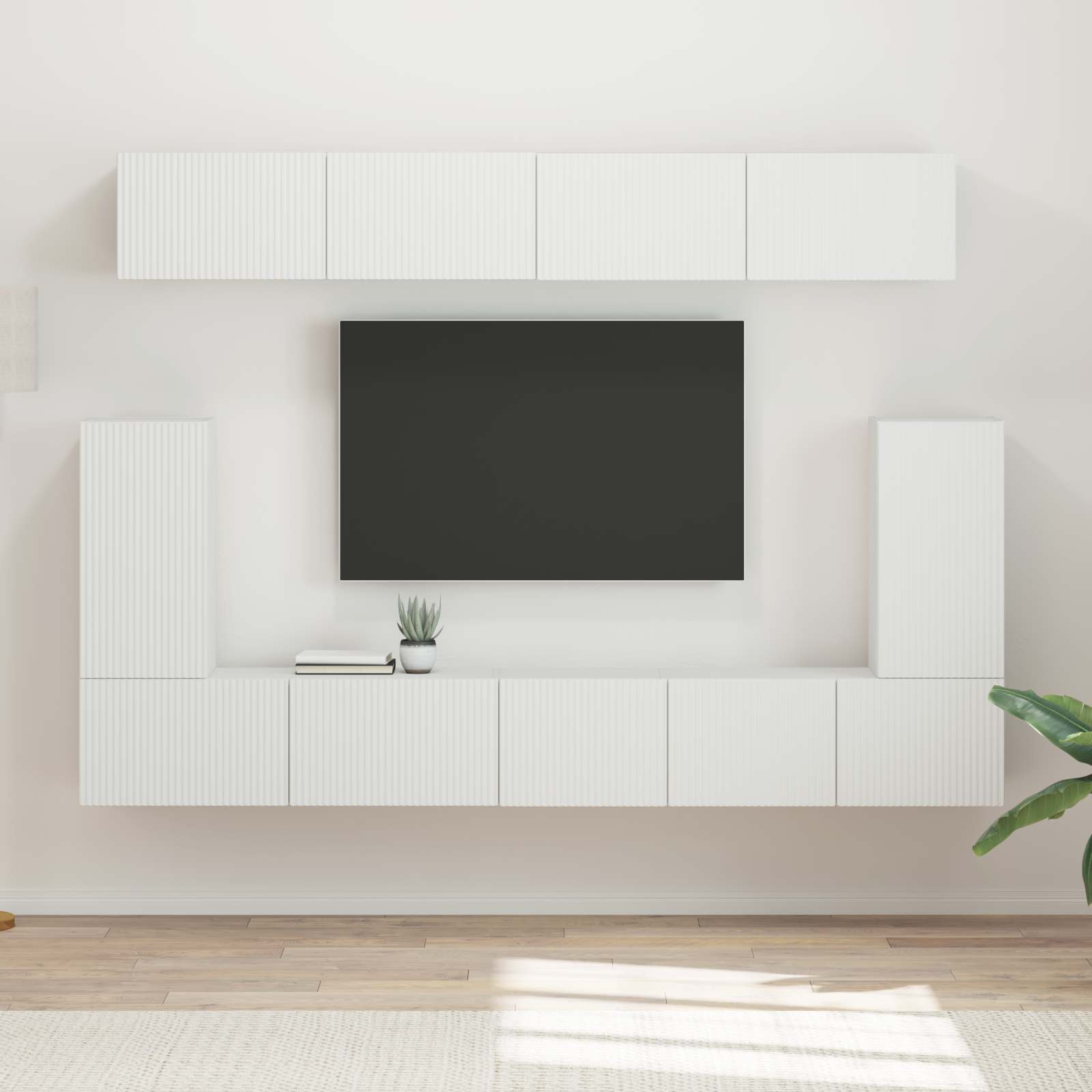 TV-Schrankset Wandmontiert 5 pcs Weiß Holzwerkstoff