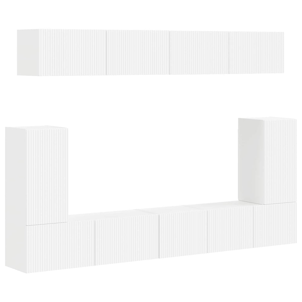 TV-Schrankset Wandmontiert 5 pcs Weiß Holzwerkstoff