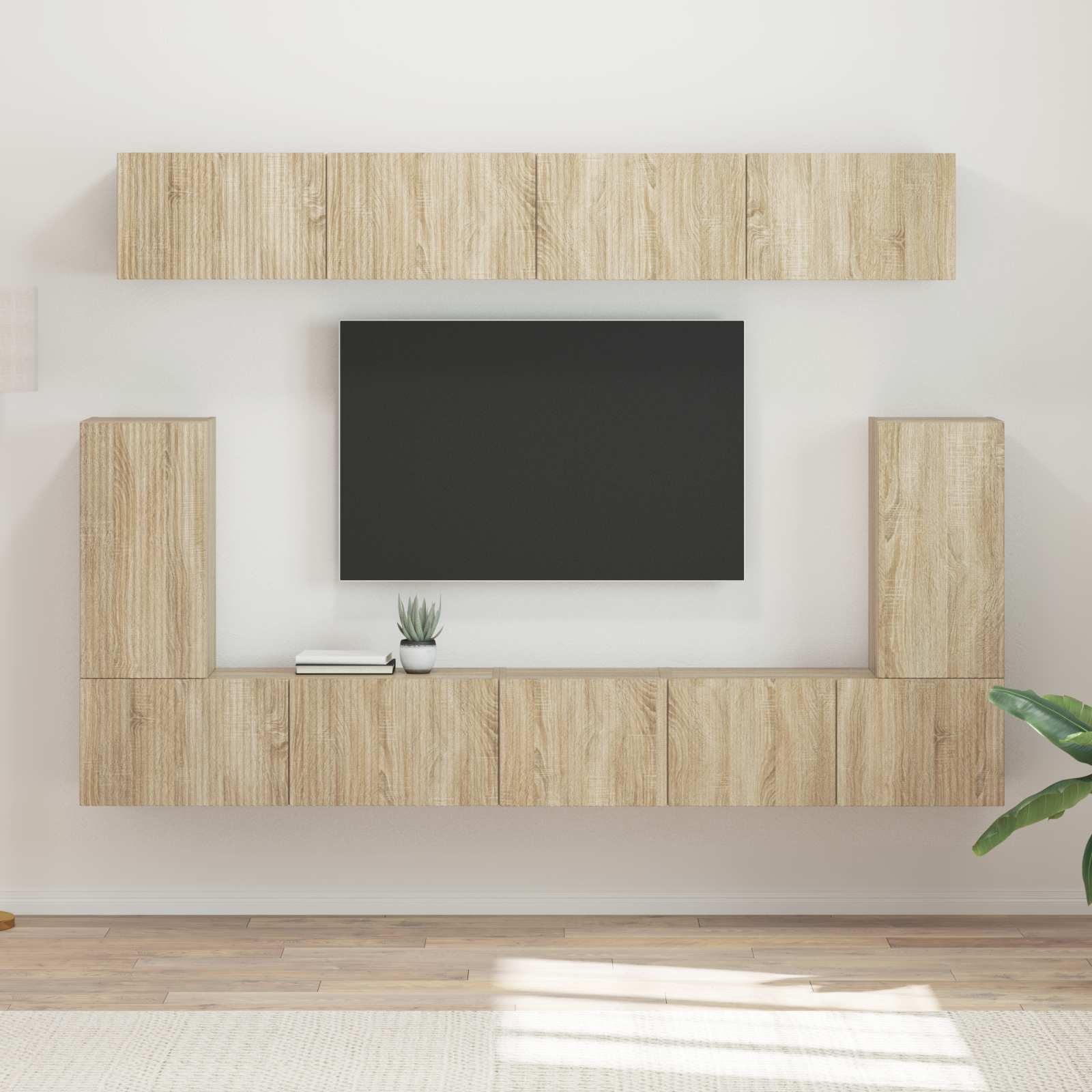 TV-Schrankset Wandmontiert 5 pcs Sonoma-Eiche Holzwerkstoff