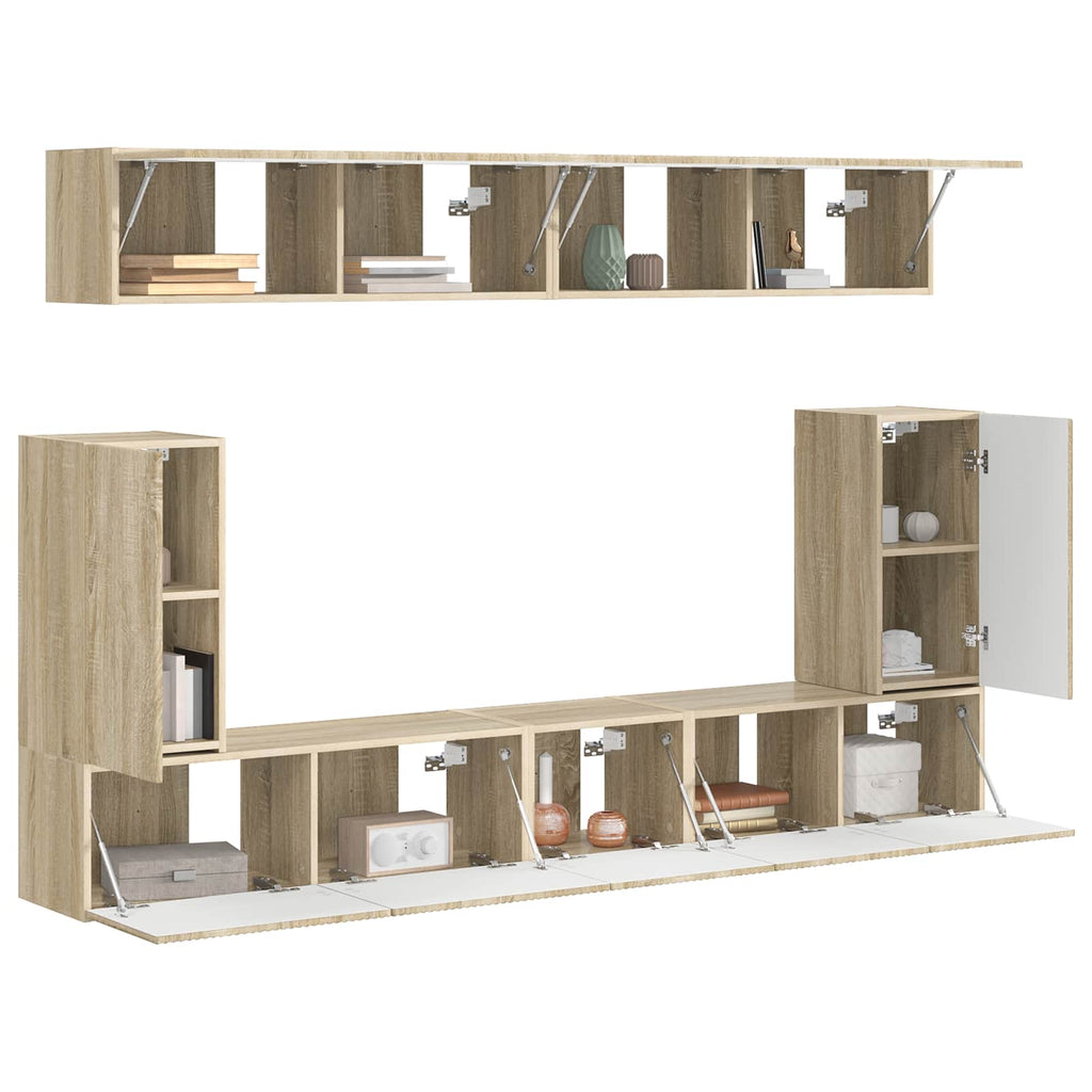 TV-Schrankset Wandmontiert 5 pcs Sonoma-Eiche Holzwerkstoff