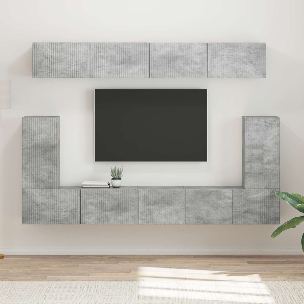 TV-Schrankset Wandmontiert 5 pcs Beton Grau Holzwerkstoff