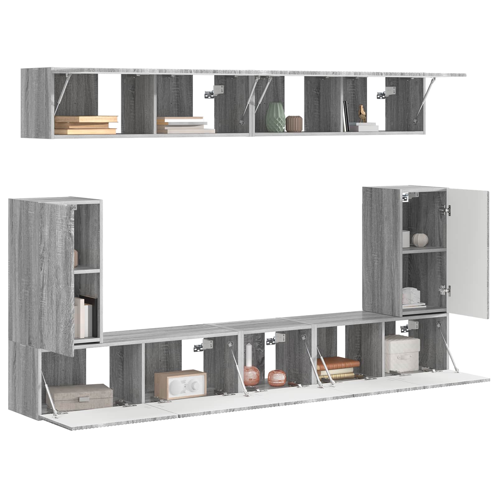 TV-Schrankset Wandmontiert 5 pcs Graues Sonoma Holzwerkstoff