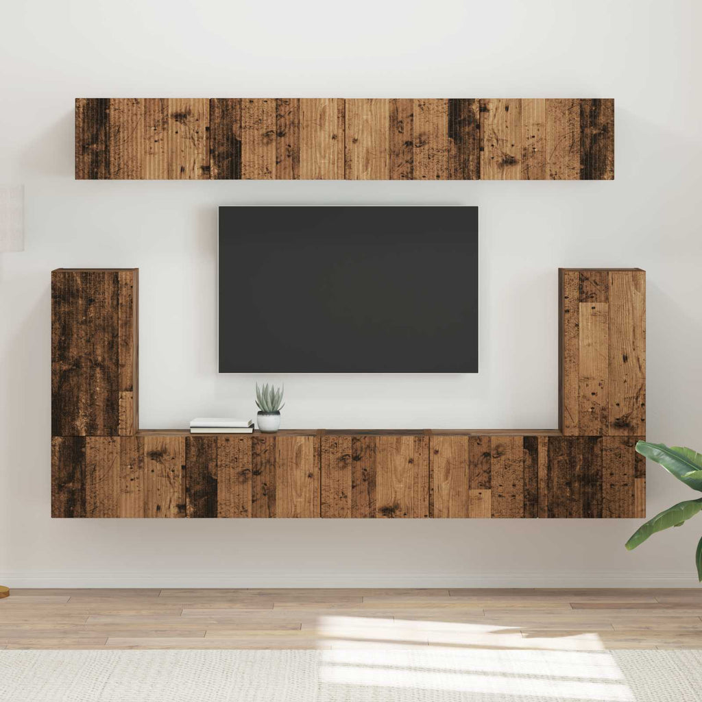 TV-Schrankset Wandmontiert 5 pcs Altholz Holzwerkstoff