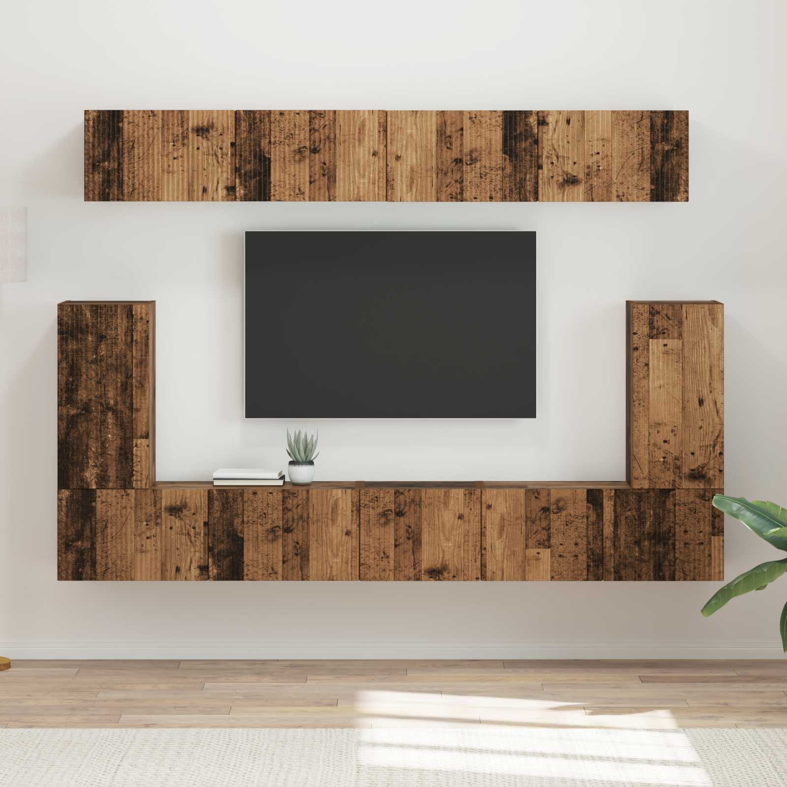 TV-Schrankset Wandmontiert 5 pcs Altholz Holzwerkstoff