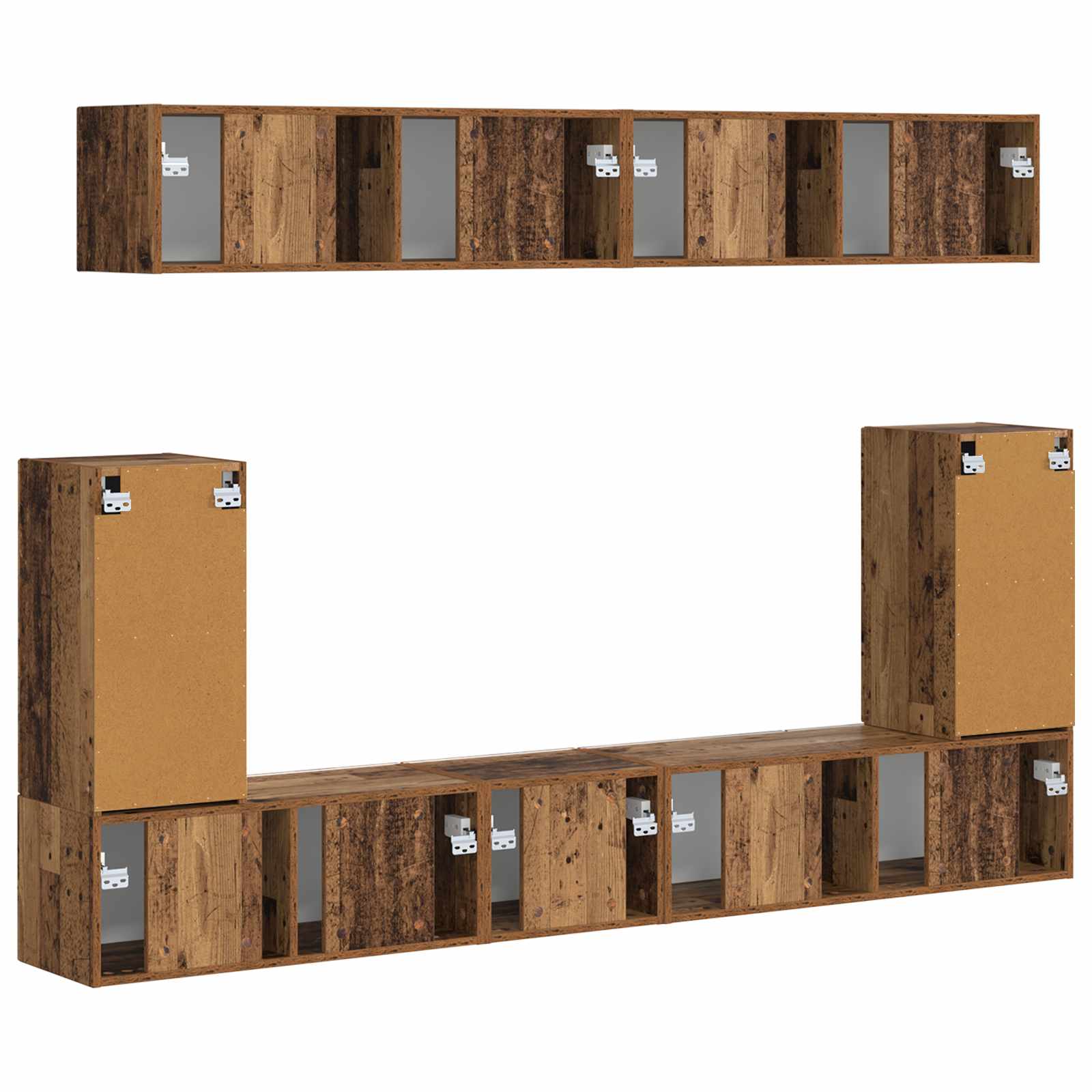 TV-Schrankset Wandmontiert 5 pcs Altholz Holzwerkstoff