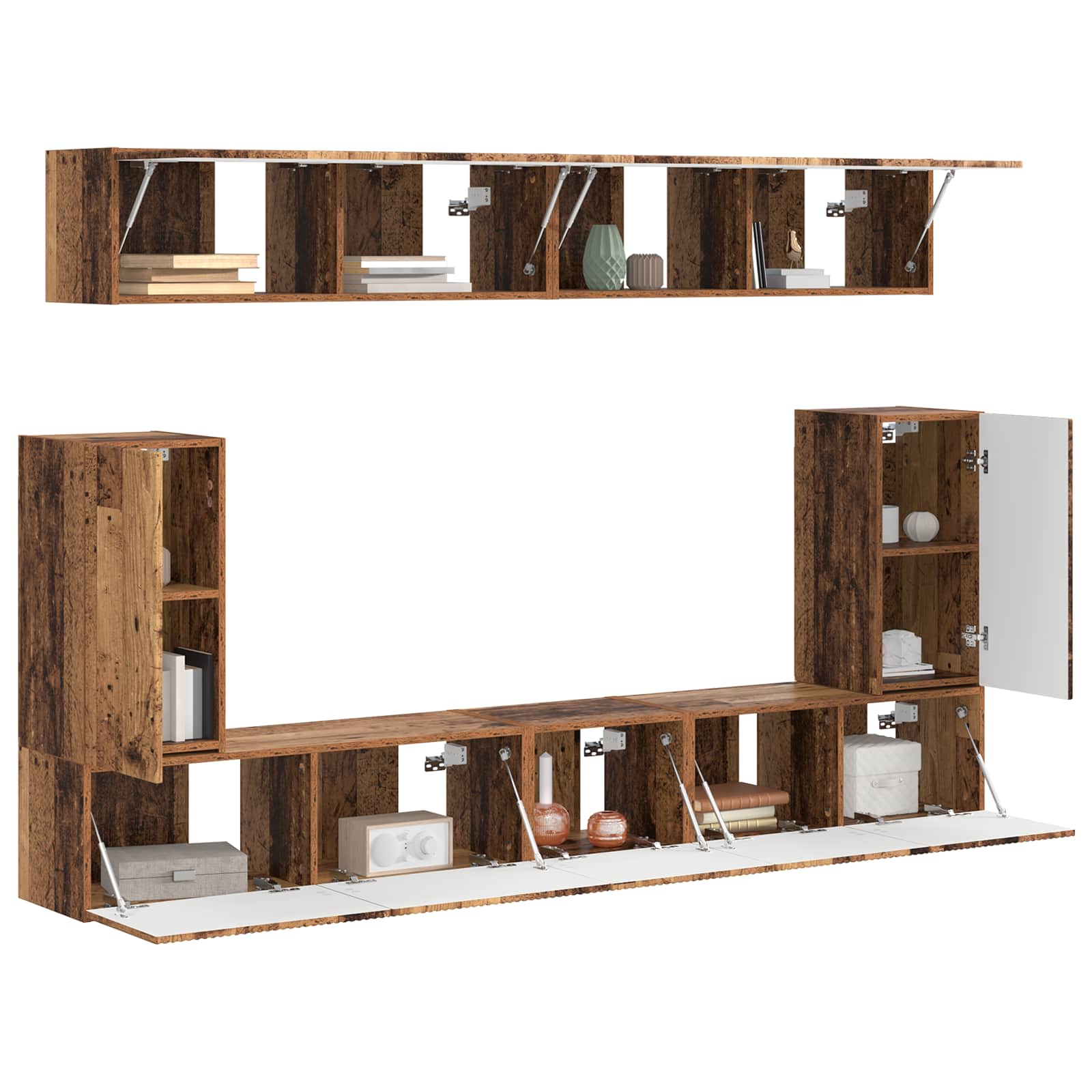 TV-Schrankset Wandmontiert 5 pcs Altholz Holzwerkstoff