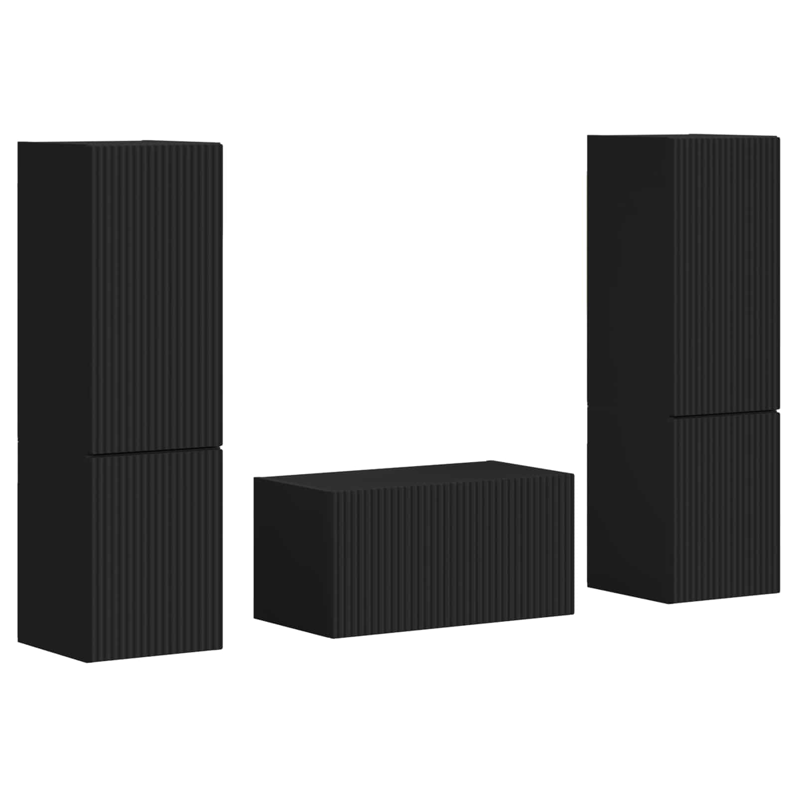 TV-Schrankset 5 pcs Schwarz Holzwerkstoff