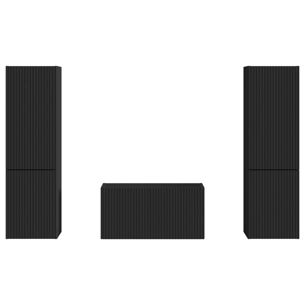 TV-Schrankset 5 pcs Schwarz Holzwerkstoff