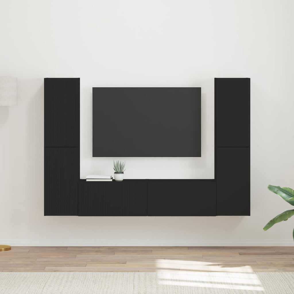 TV-Schrankset 6 pcs Schwarz Holzwerkstoff