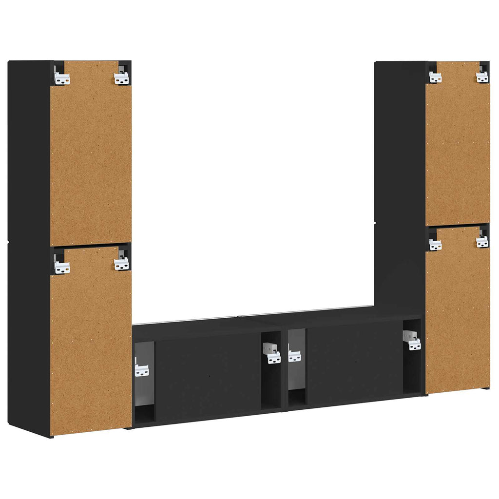 TV-Schrankset 6 pcs Schwarz Holzwerkstoff