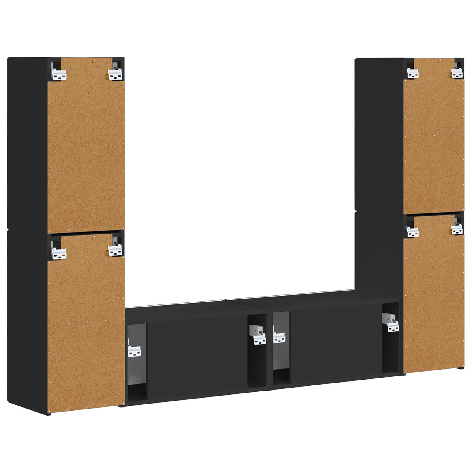 TV-Schrankset 6 pcs Schwarz Holzwerkstoff