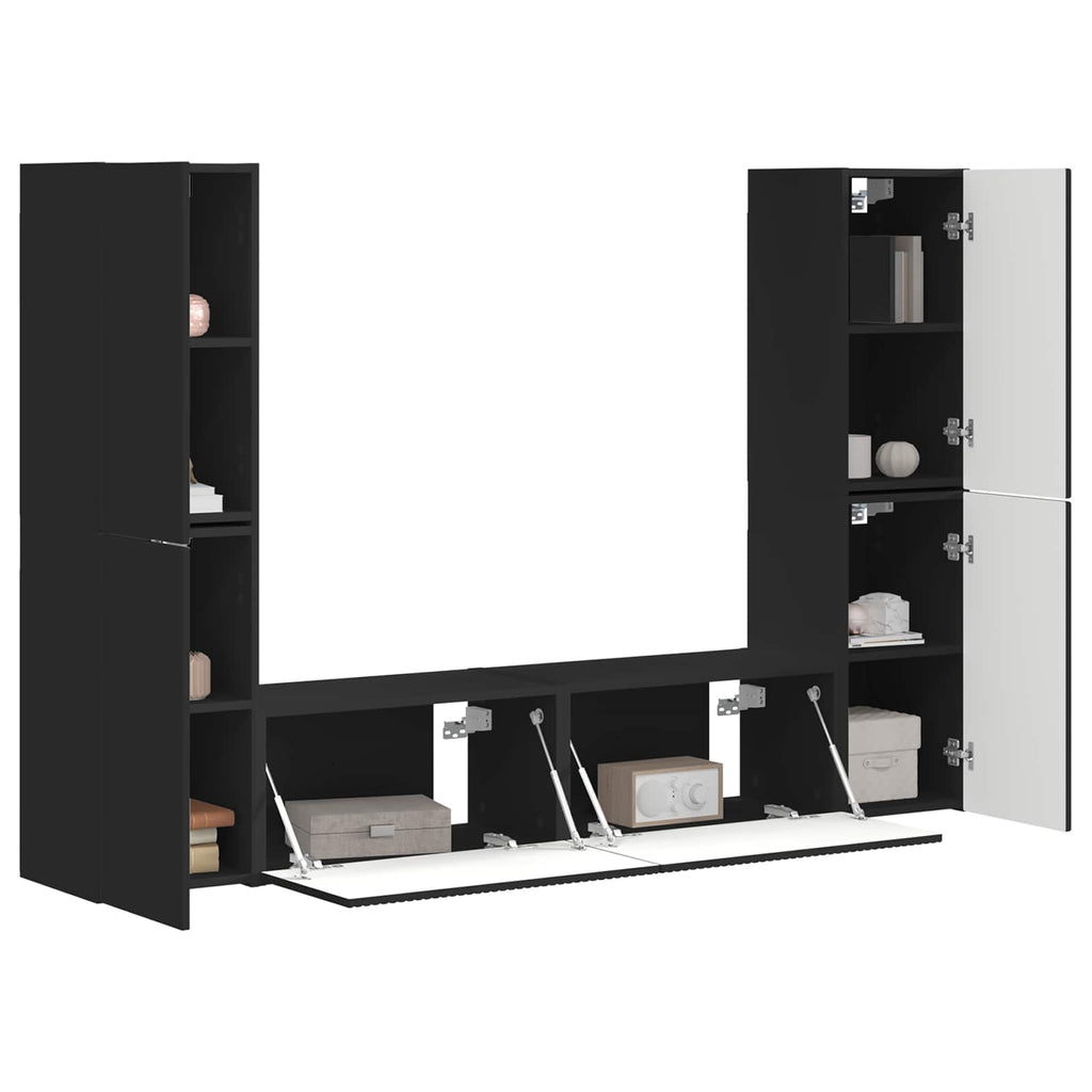TV-Schrankset 6 pcs Schwarz Holzwerkstoff