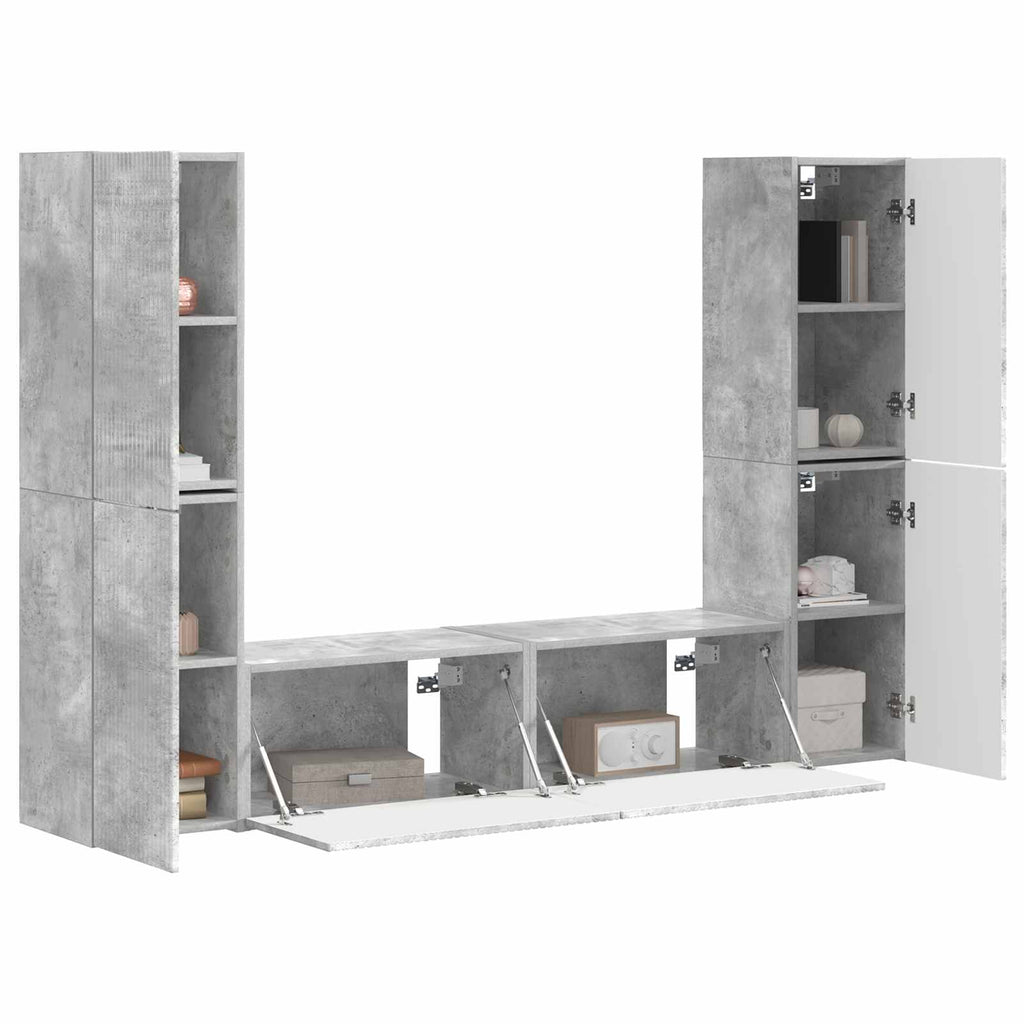 TV-Schrankset 6 pcs Beton Grau Holzwerkstoff