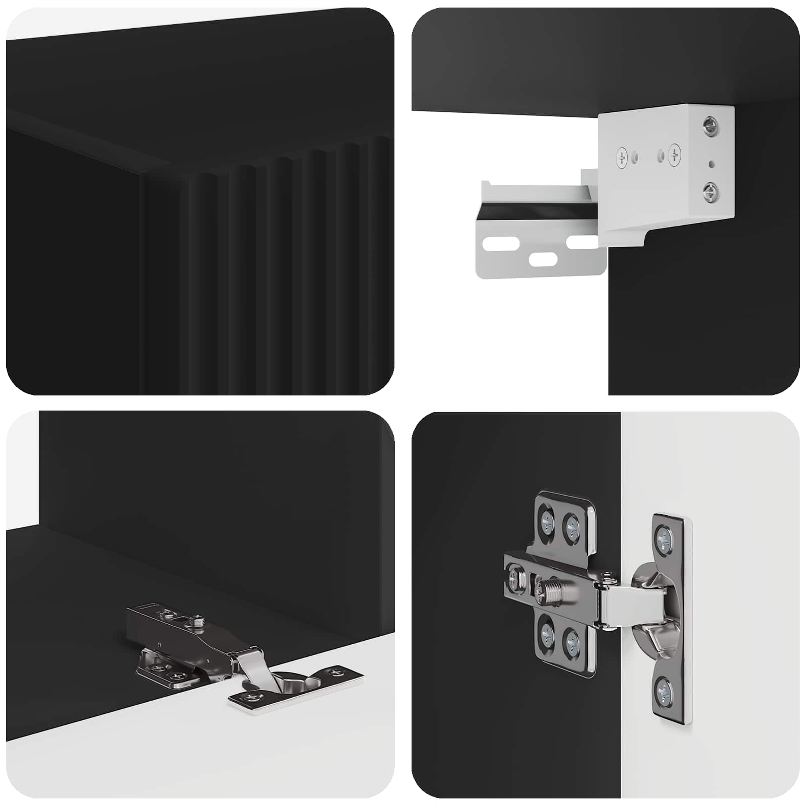 TV-Schrankset 4 pcs Schwarz Holzwerkstoff