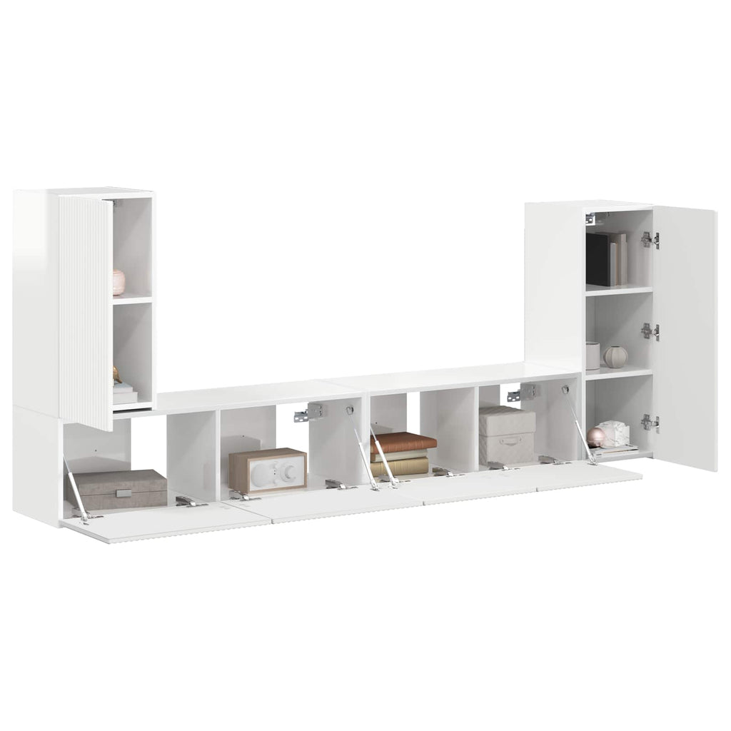 TV-Schrankset 4 pcs Hochglanz Weiß Holzwerkstoff