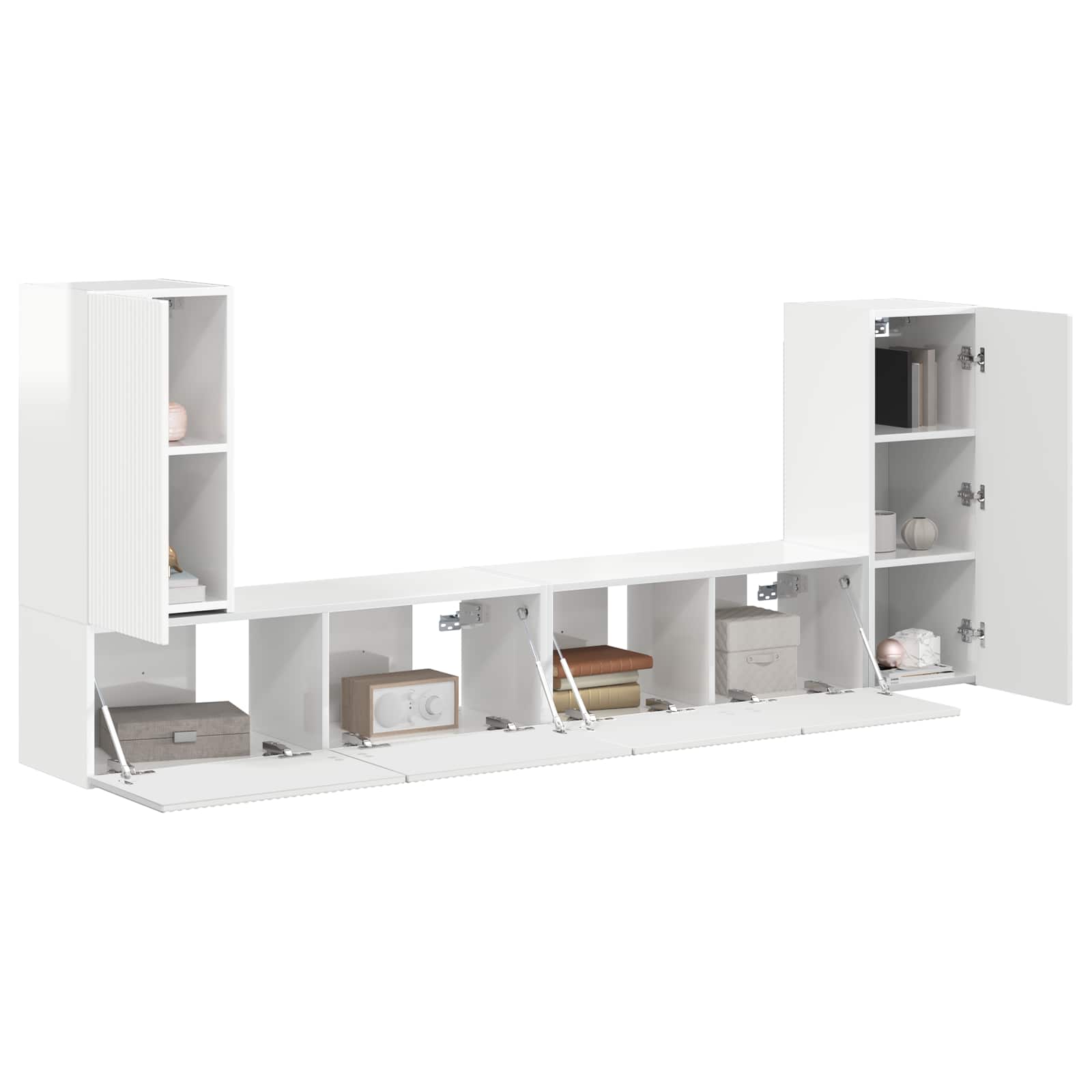 TV-Schrankset 4 pcs Hochglanz Weiß Holzwerkstoff