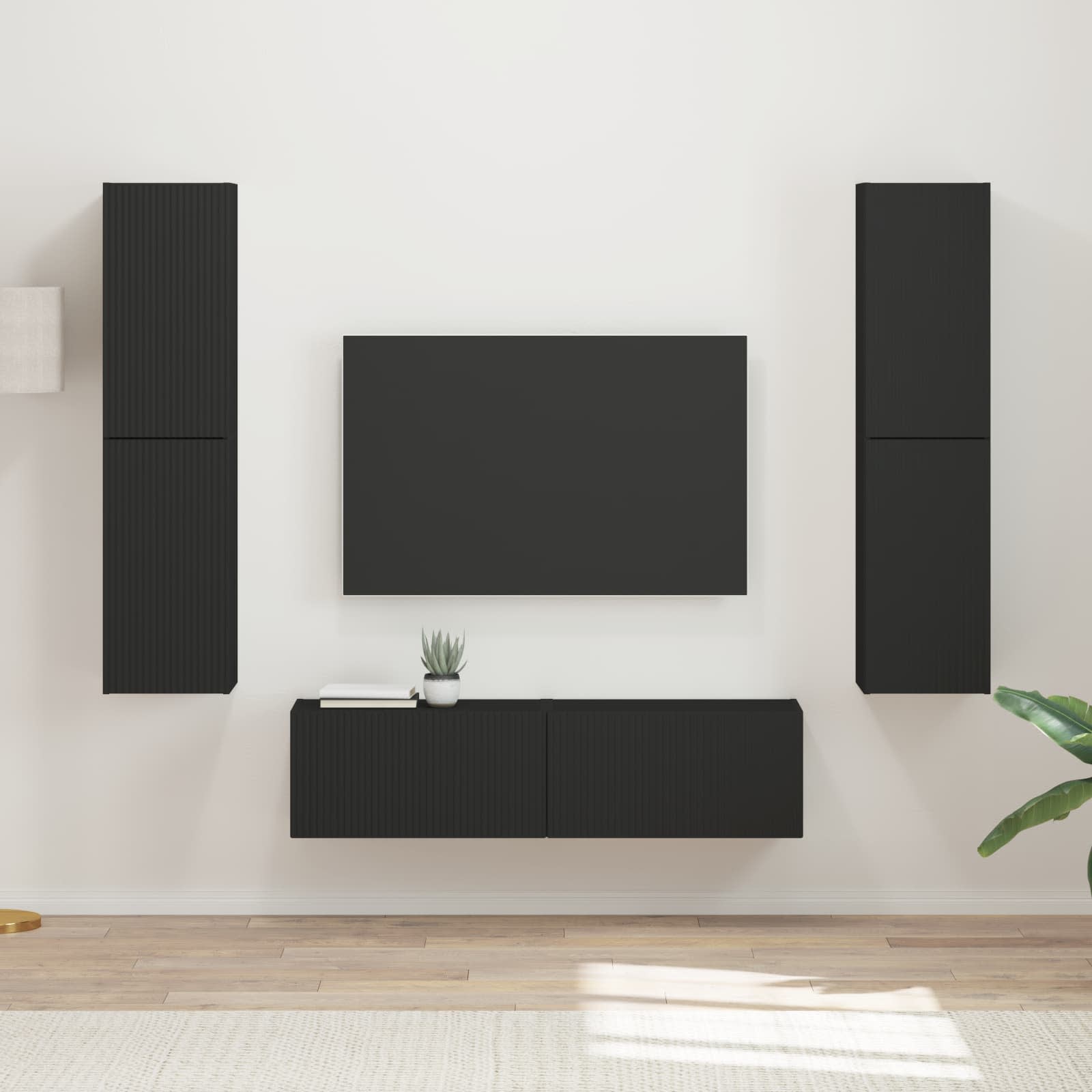 TV-Schrankset 6 pcs Schwarz Holzwerkstoff
