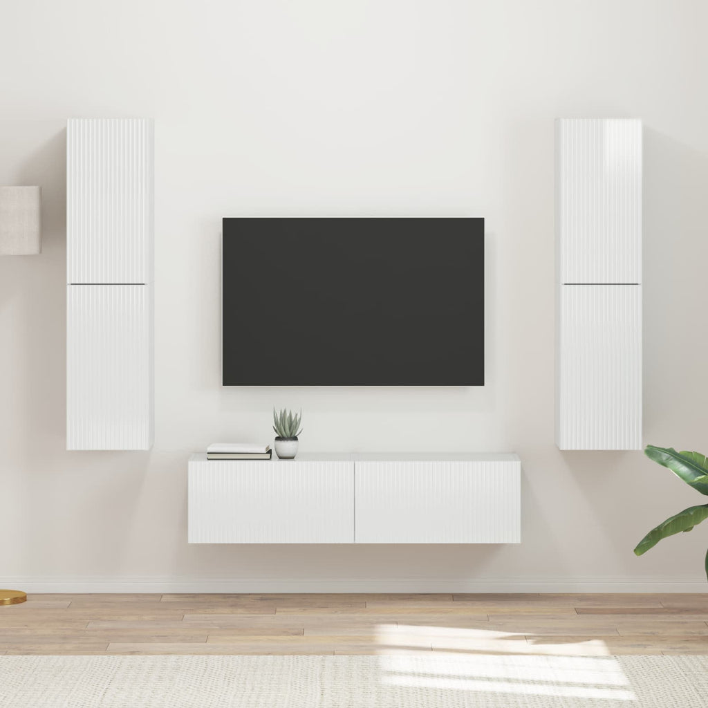 TV-Schrankset 6 pcs Hochglanz Weiß Holzwerkstoff