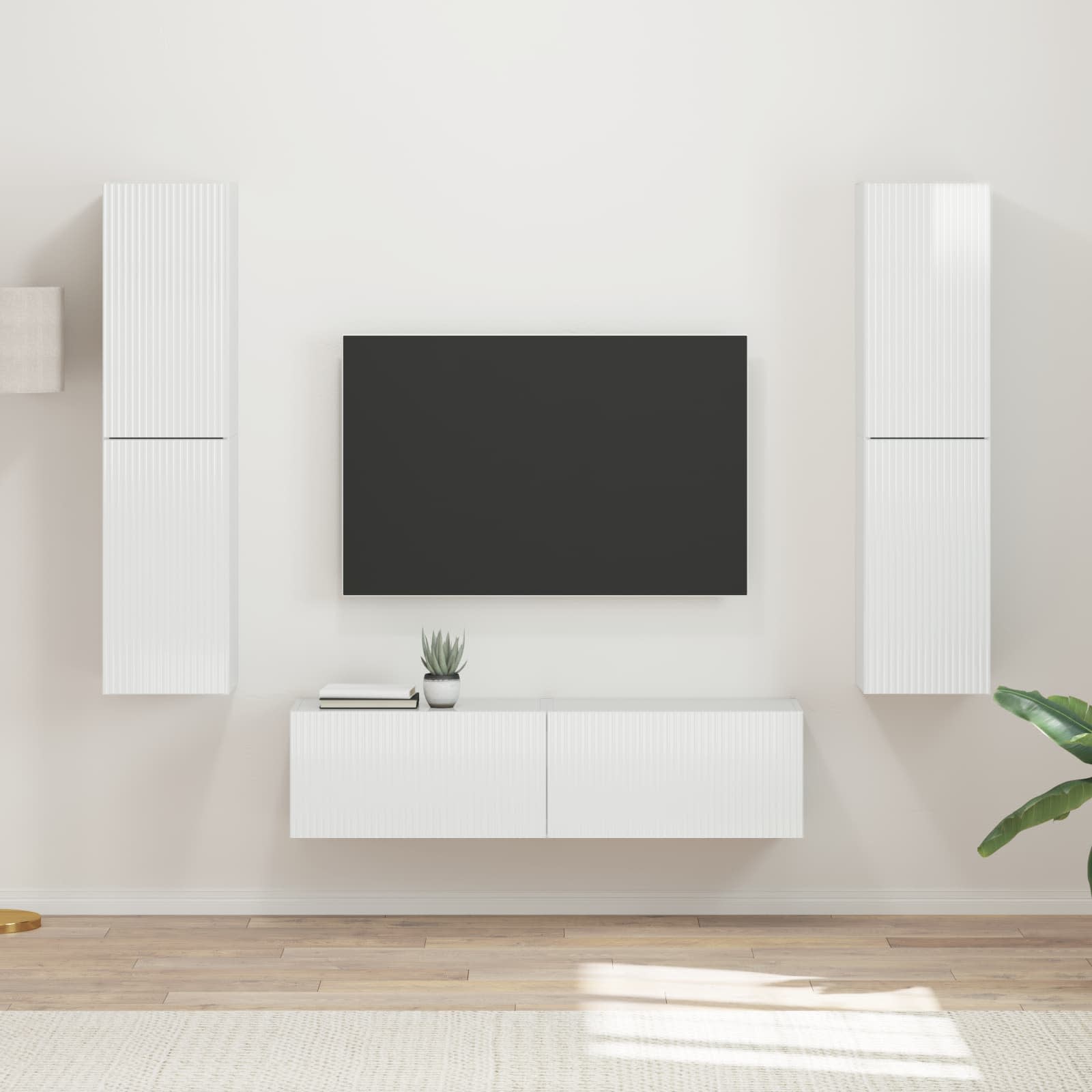 TV-Schrankset 6 pcs Hochglanz Weiß Holzwerkstoff