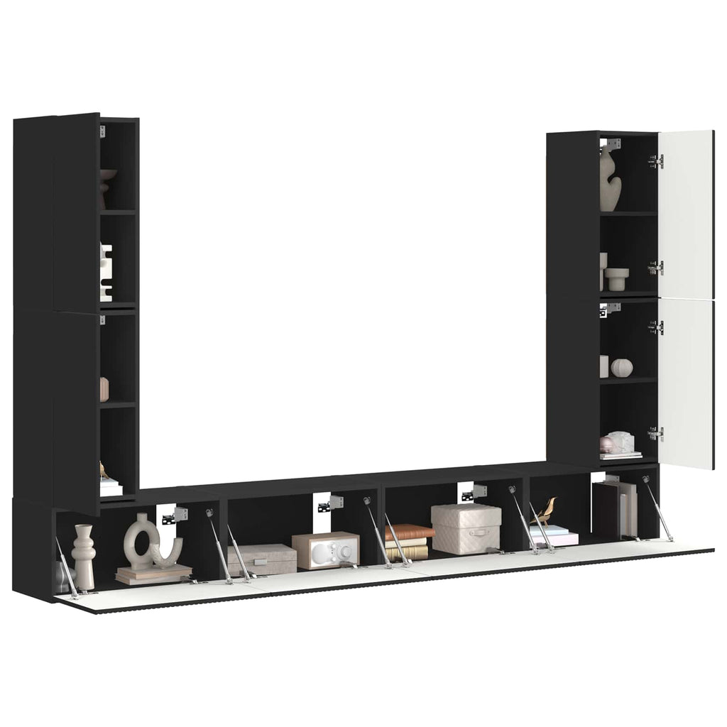 TV-Schrankset 8 pcs Schwarz Holzwerkstoff