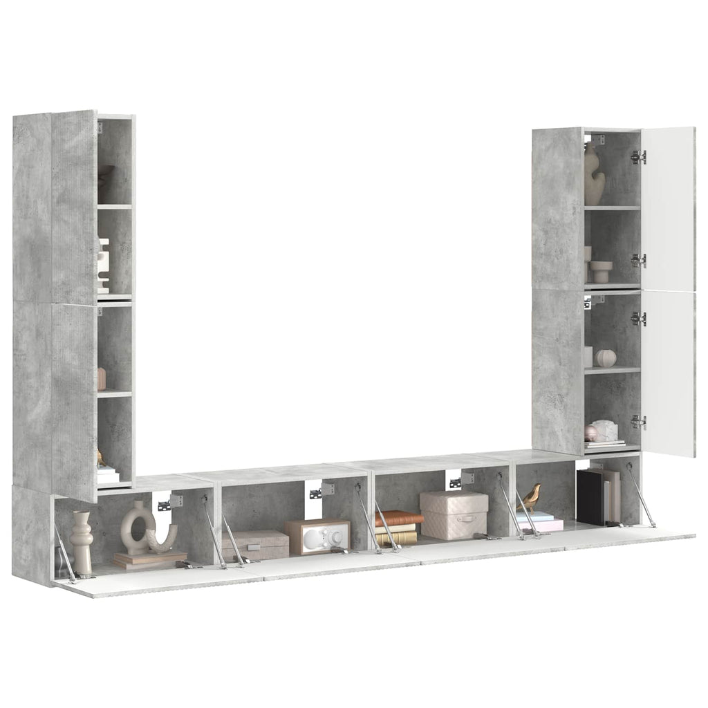 TV-Schrankset 8 pcs Beton Grau Holzwerkstoff