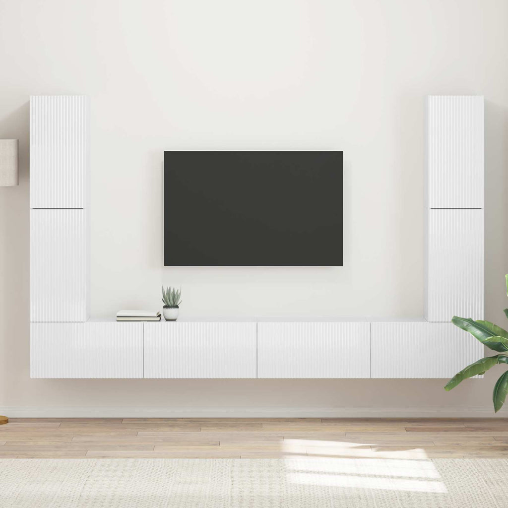 TV-Schrankset 8 pcs Hochglanz Weiß Holzwerkstoff